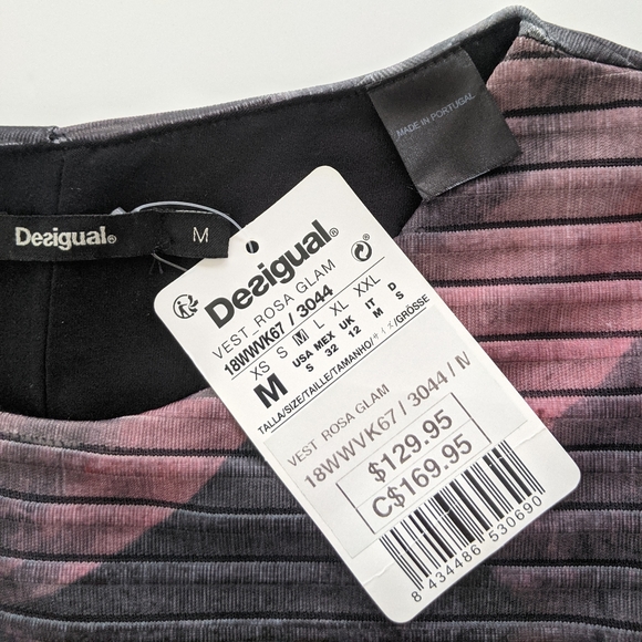 DESIGUAL Rosa Glam Abstract Floral Stripe Midi Sheath Dress M NWT - Picture 5 of 13